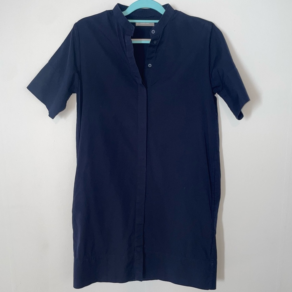 Everlane Navy Blue Short-Sleeve Midi Dress